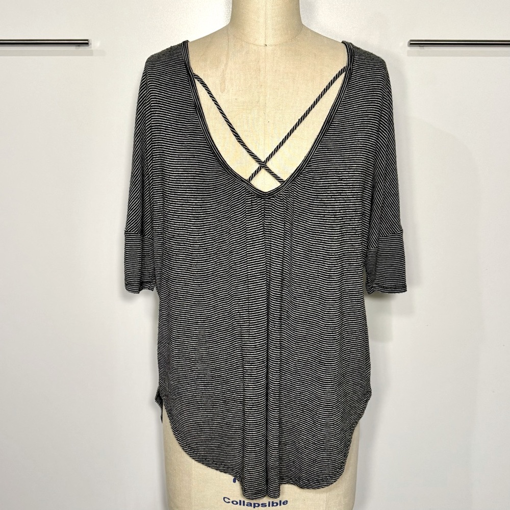 Urban Outfitters Lazy Sunday Black Striped Tunic S
